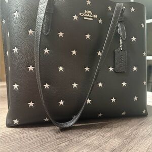 Coach Black Tote with Silver Star Accents